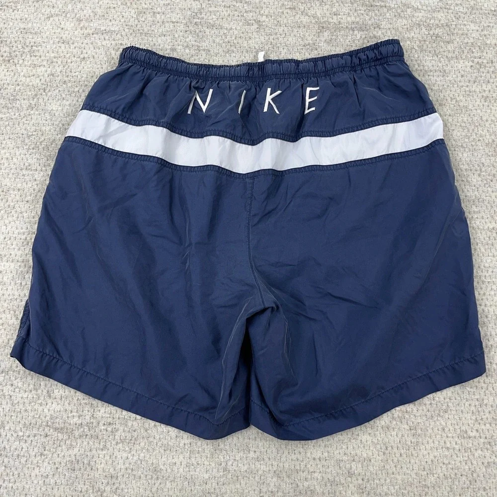 Vintage Y2K Nike Swim Trunks Men Large Navy Blue Bored Shorts Spellout‎ 2000s